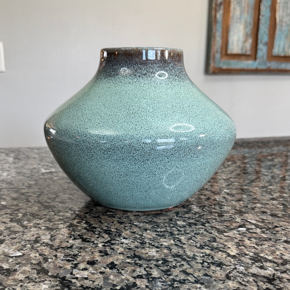 Speckled Aqua Ceramic Bud Vase NEW